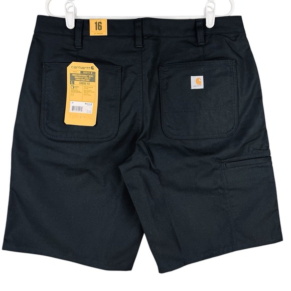 NWT Carhartt Women's Rugged Flex Canvas Utility Work Black Shorts Size 16 Casual - Picture 2 of 14